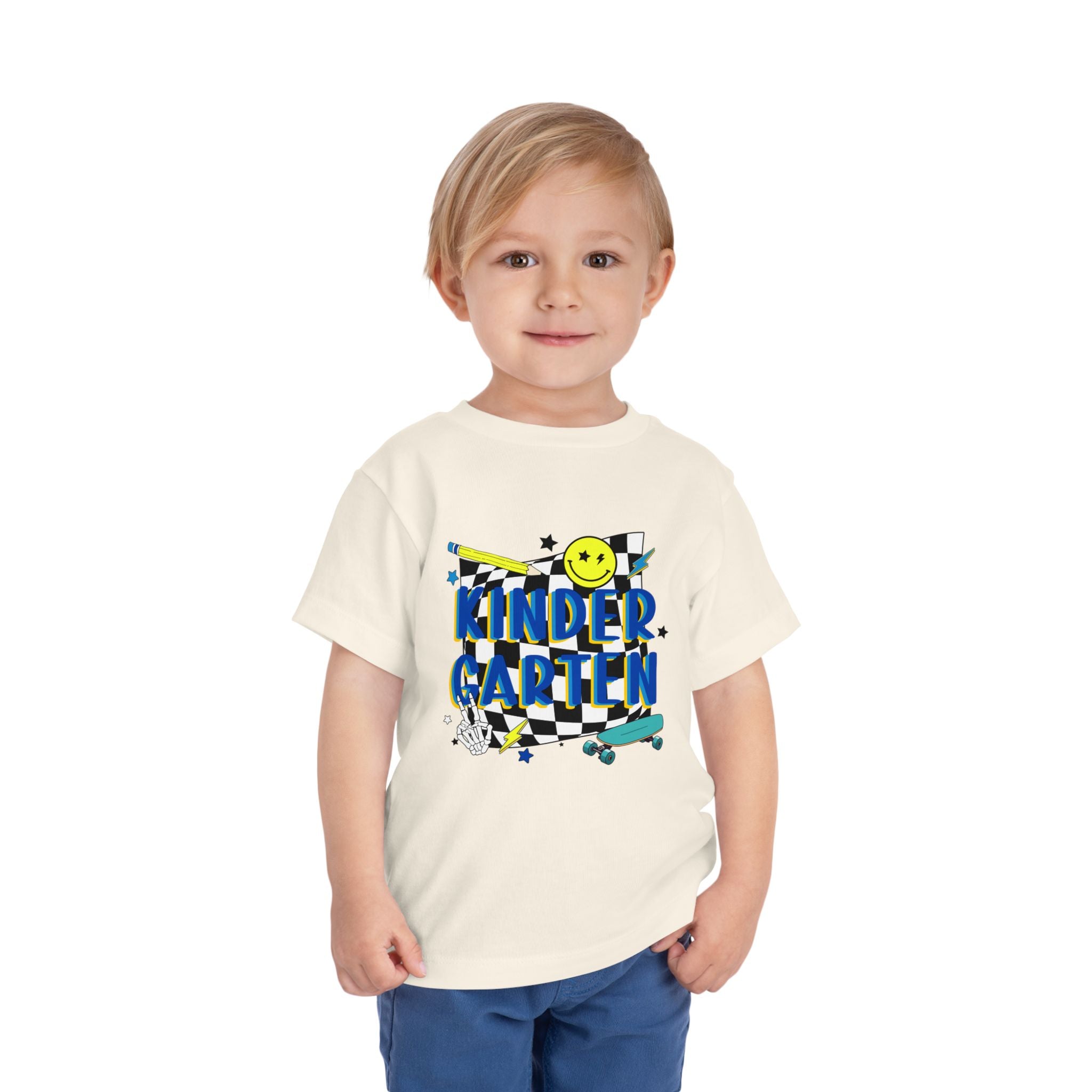 Kindergarten Toddler Tee — Smiley Skateboard Back-to-School Shirt