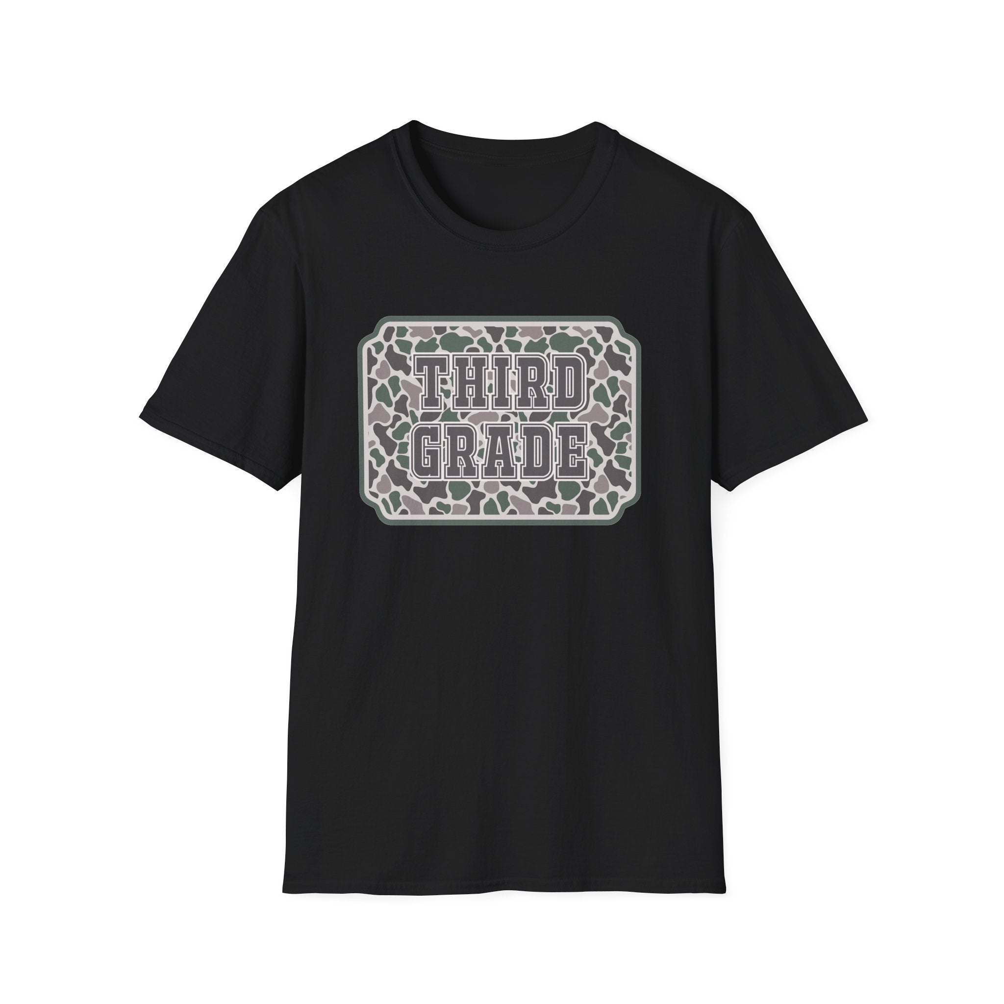 Third Grade Camo T-Shirt — "Third Grade" School Teacher & Student Tee