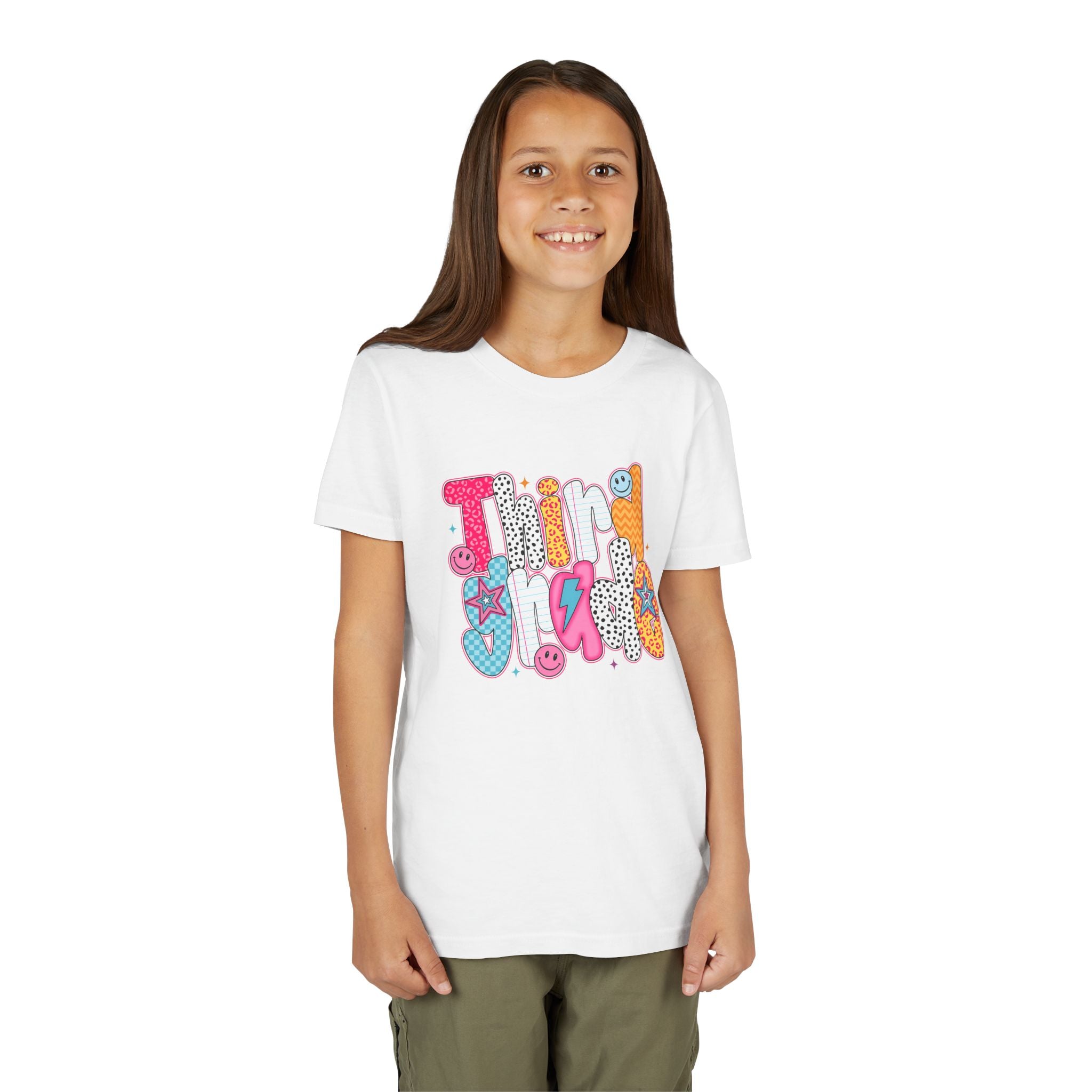 Third Grade — Colorful 'Think Big' Retro Graphic Shirt for Kids