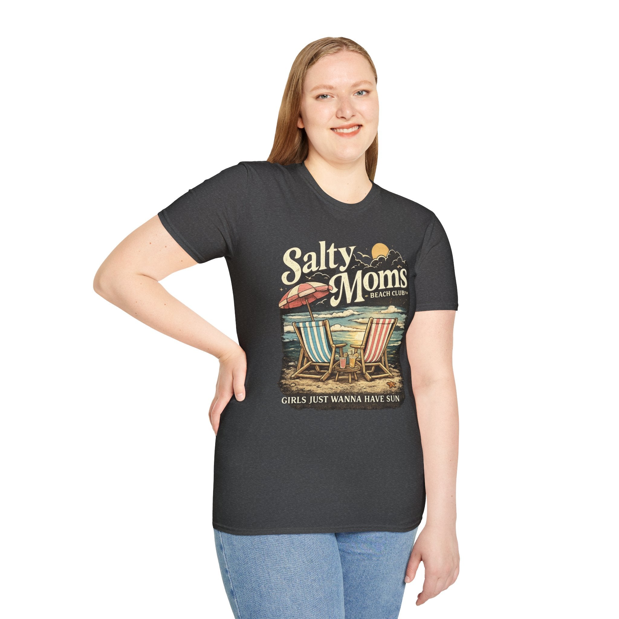 Salty Moms Beach Club T-Shirt — Vintage Coastal Mom Tee