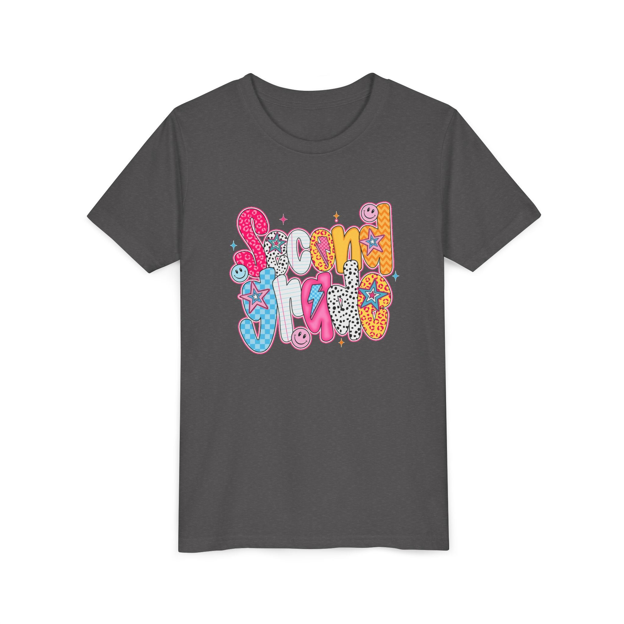 Youth Tee — Colorful 'Second Grade' Playful Retro Graphic