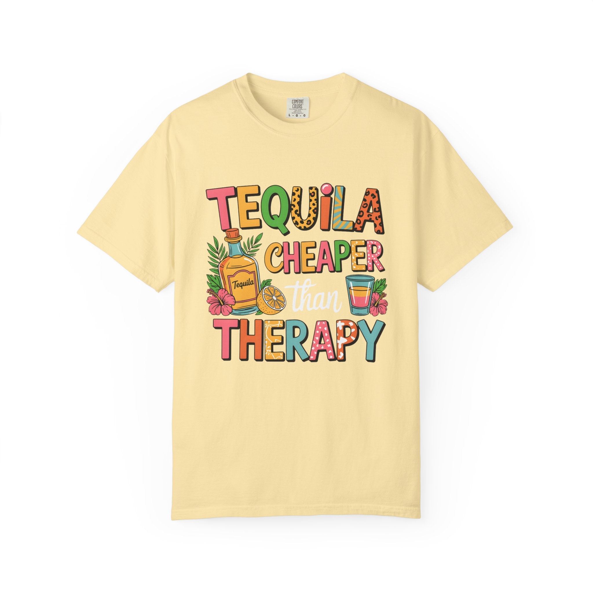 Tequila Cheaper Than Therapy T-shirt | Funny Margarita Cocktail Graphic