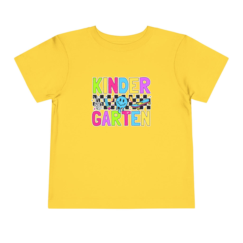 KinderGarten Toddler Tee - Colorful Checker Smiley Back-to-School Shirt