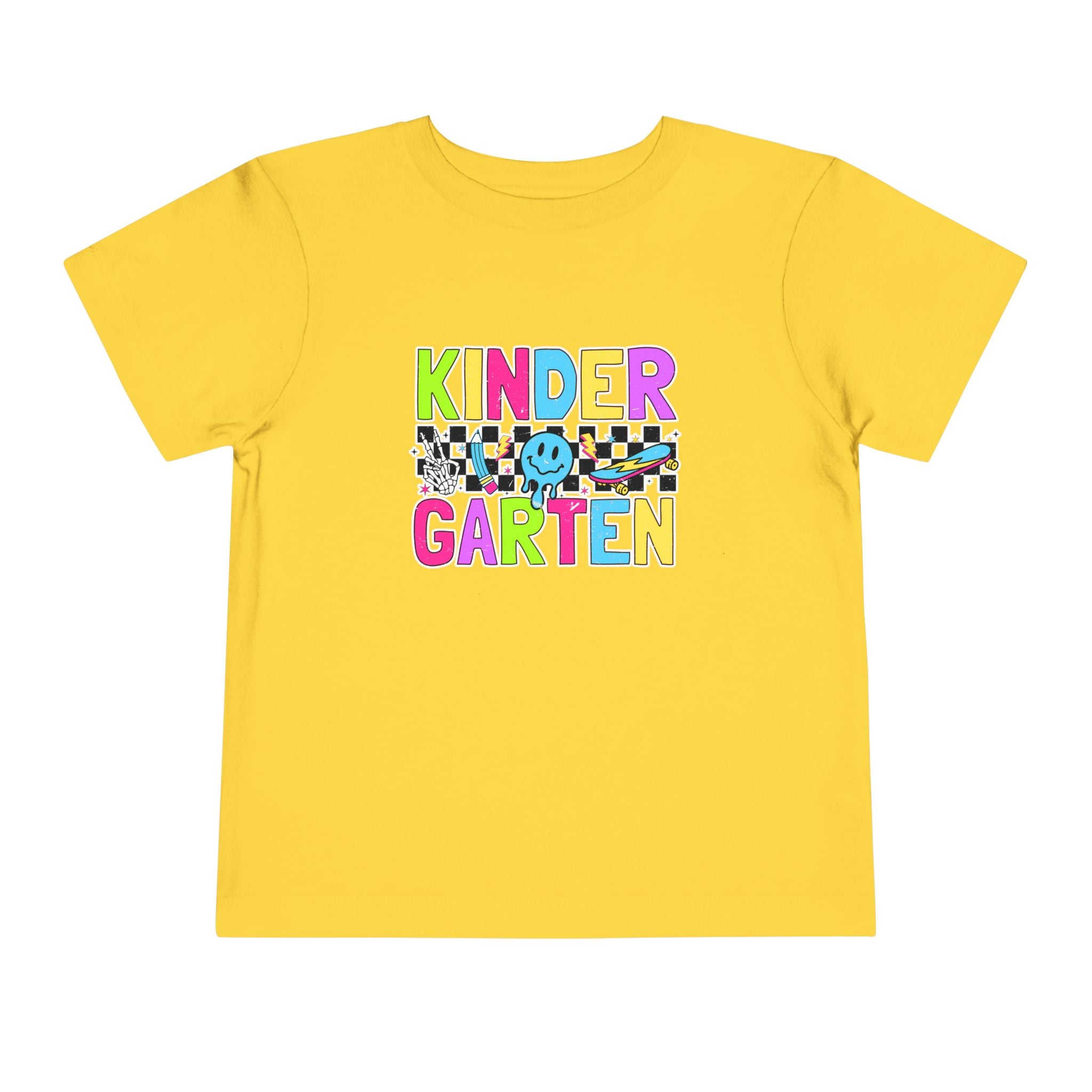 KinderGarten Toddler Tee - Colorful Checker Smiley Back-to-School Shirt