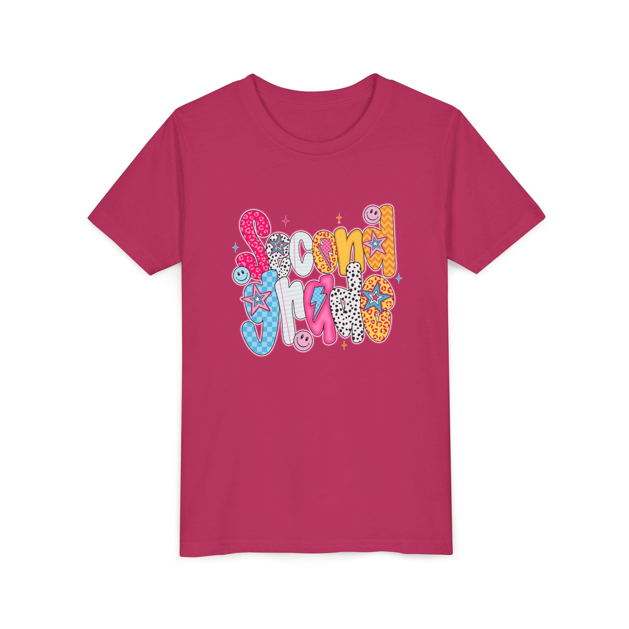 Youth Tee — Colorful 'Second Grade' Playful Retro Graphic
