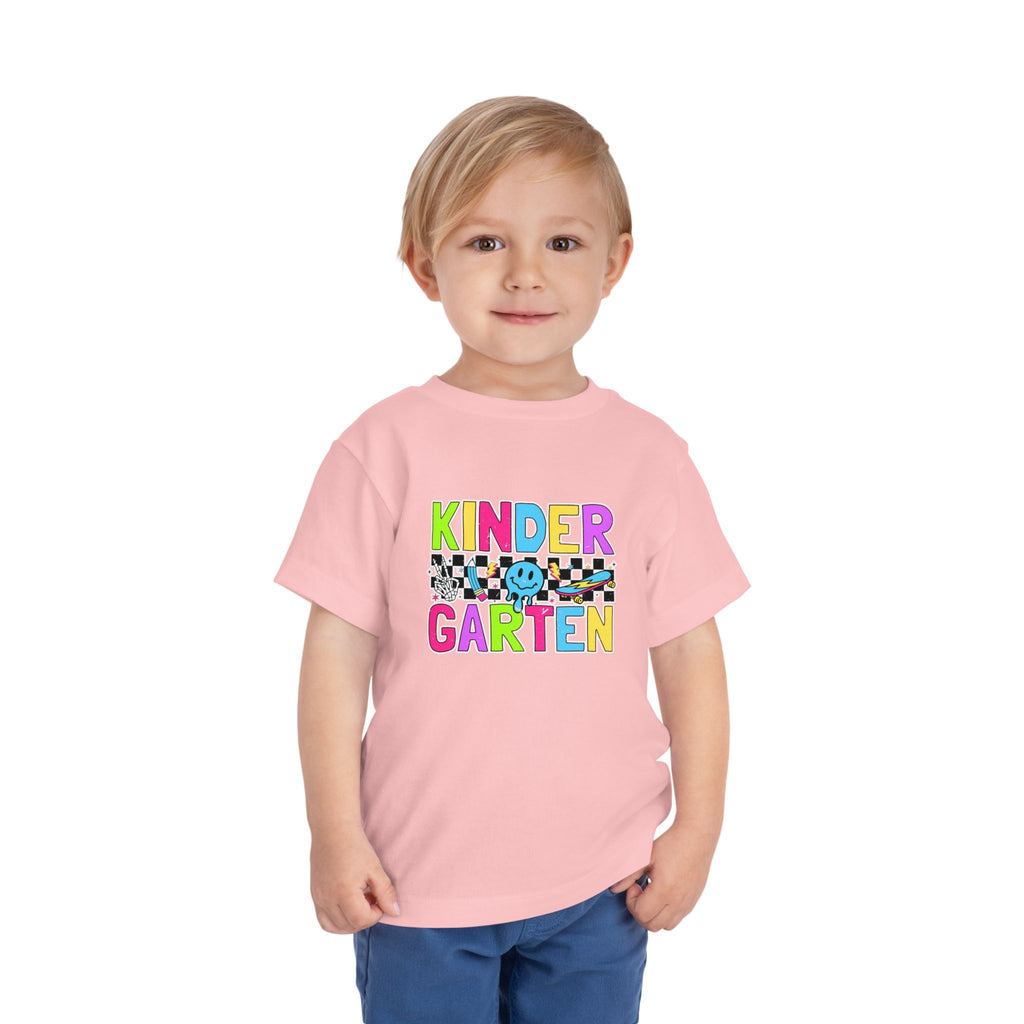 KinderGarten Toddler Tee - Colorful Checker Smiley Back-to-School Shirt