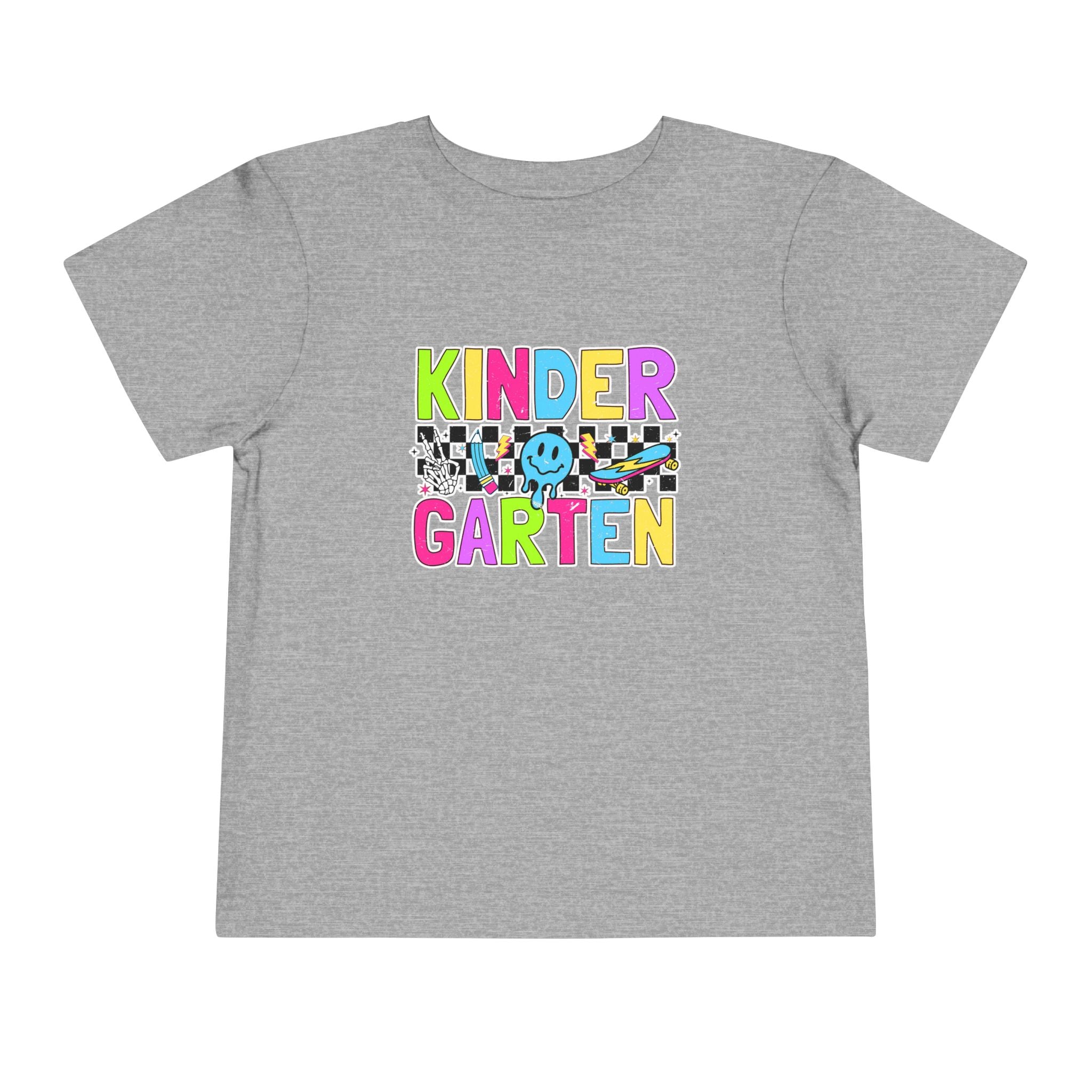 KinderGarten Toddler Tee - Colorful Checker Smiley Back-to-School Shirt