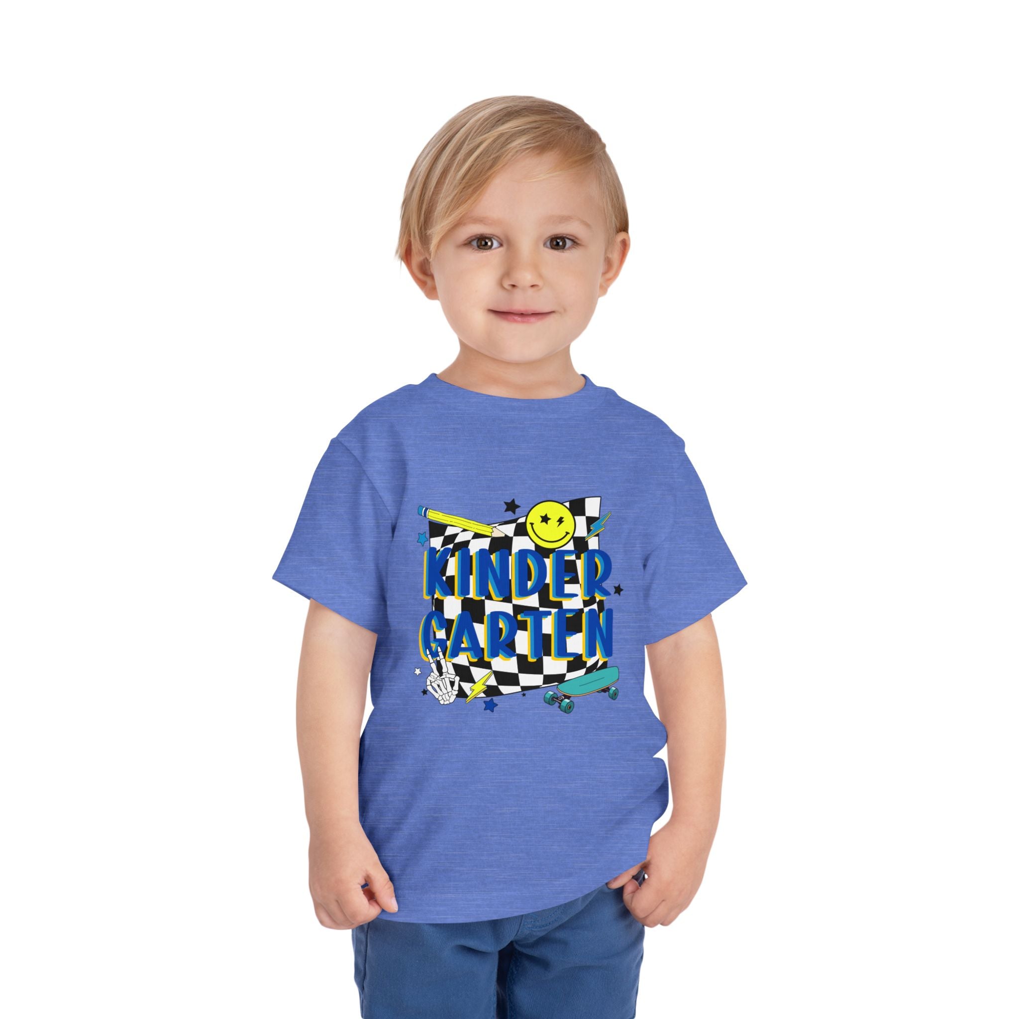 Kindergarten Toddler Tee — Smiley Skateboard Back-to-School Shirt