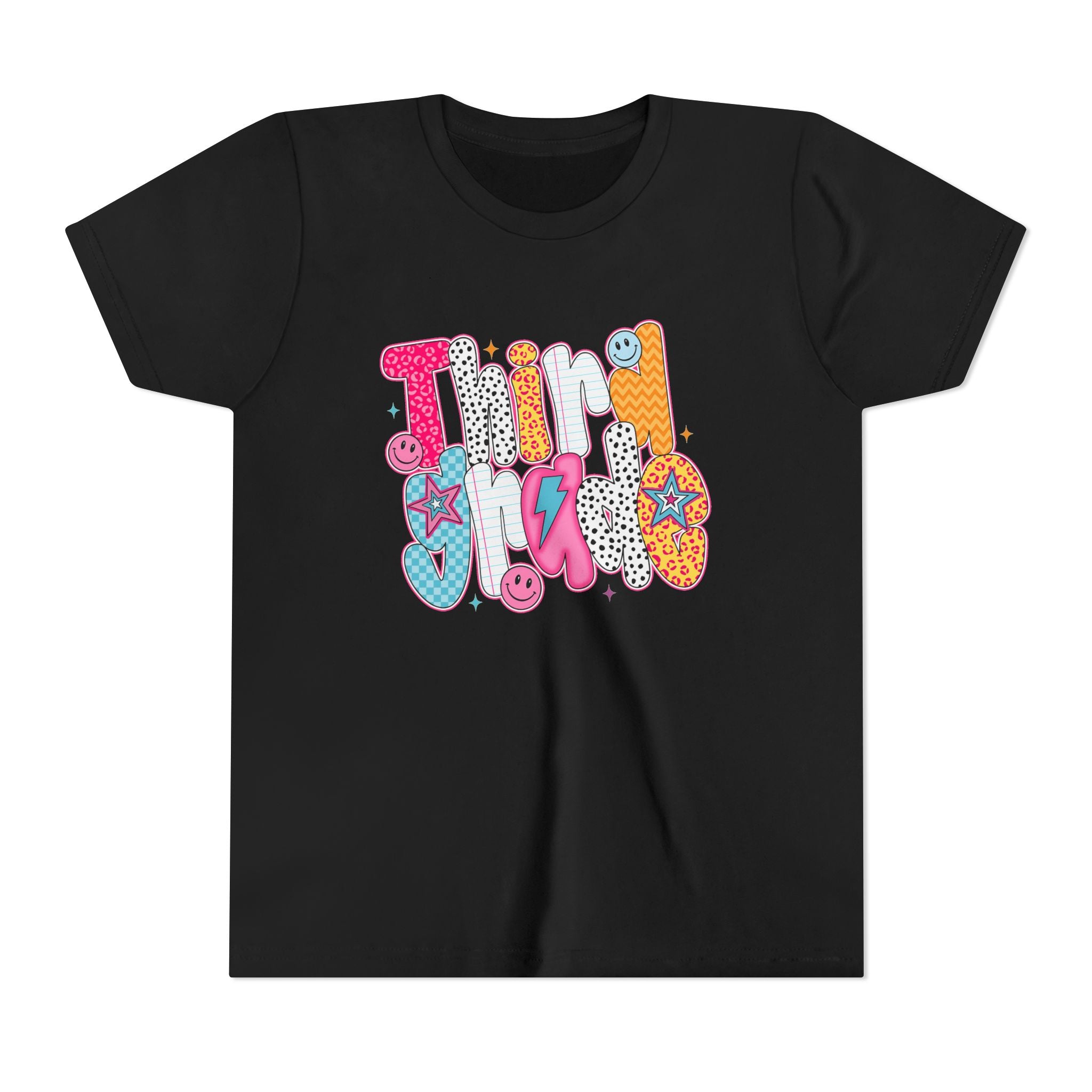 Third Grade — Colorful 'Think Big' Retro Graphic Shirt for Kids