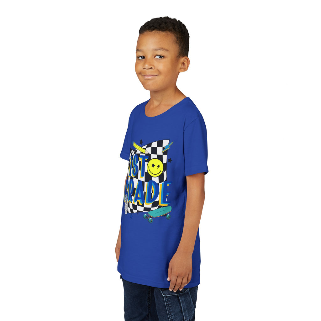 1st Grade Youth T‑Shirt - Colorful Skateboard Back-to-School Tee