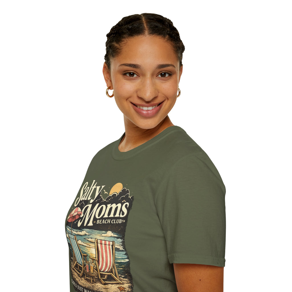 Salty Moms Beach Club T-Shirt — Vintage Coastal Mom Tee