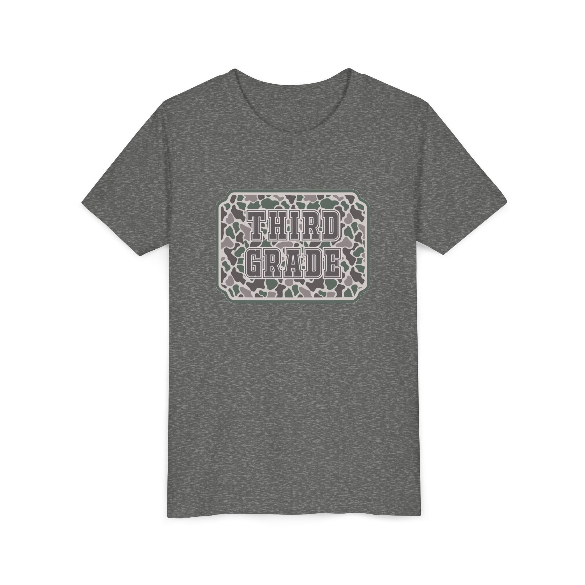 Third Grade Camo Youth Tee — Back to School Shirt for Kids