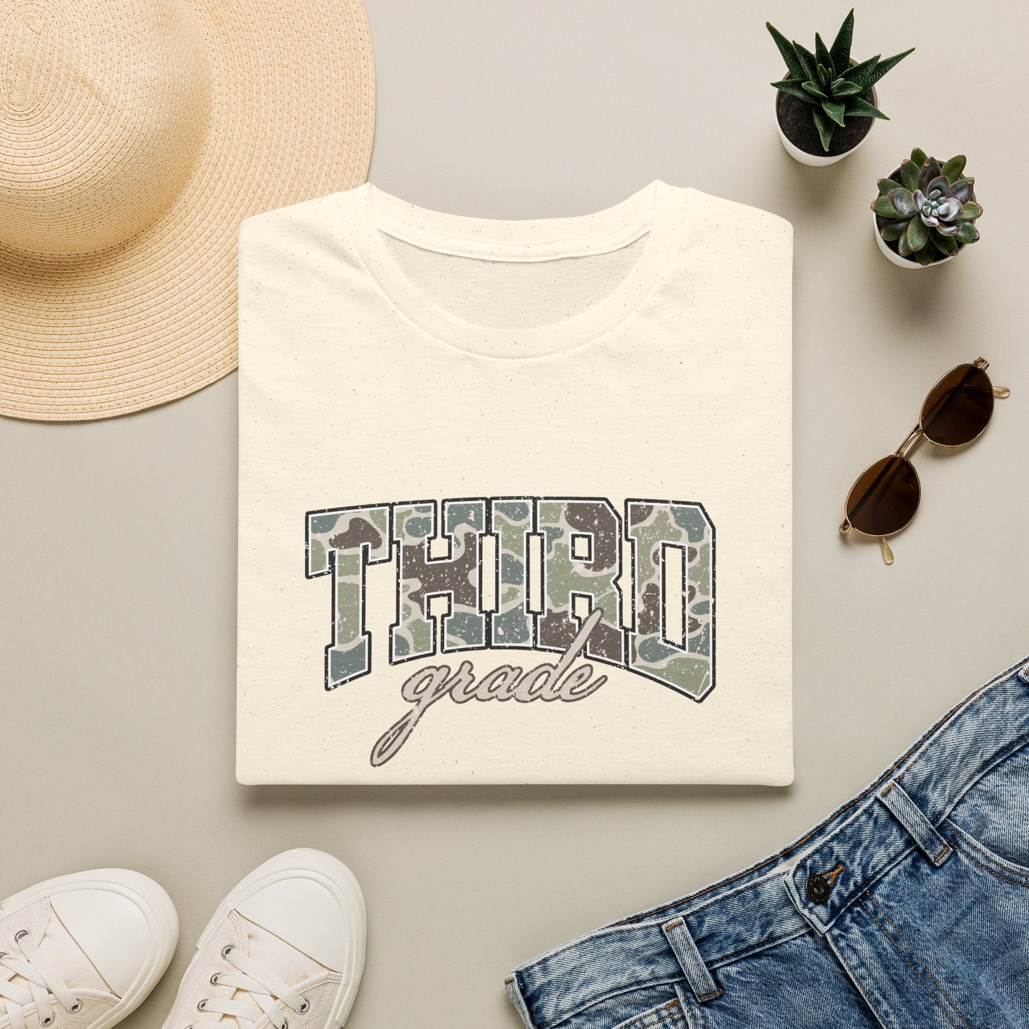 Third Grade Camo T-Shirt — 'Third Grade' School Mom Teacher Tee