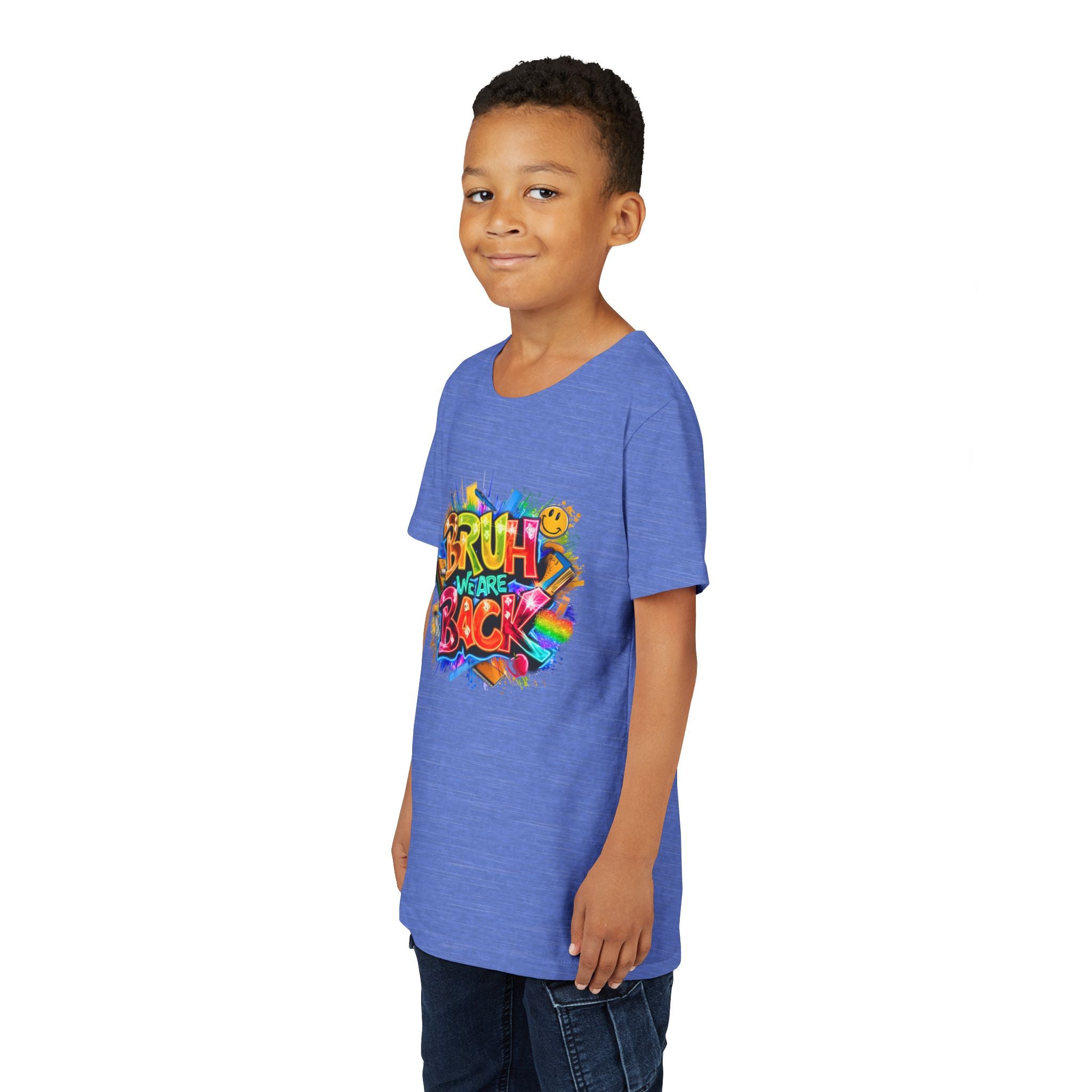 Youth Tee — Colorful "Bruh We Are Back" Graffiti Graphic Shirt