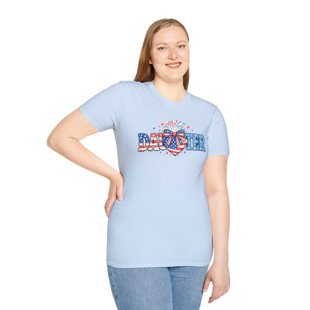 Daughter Patriotic Tee — USA Flag Heart Fireworks Design