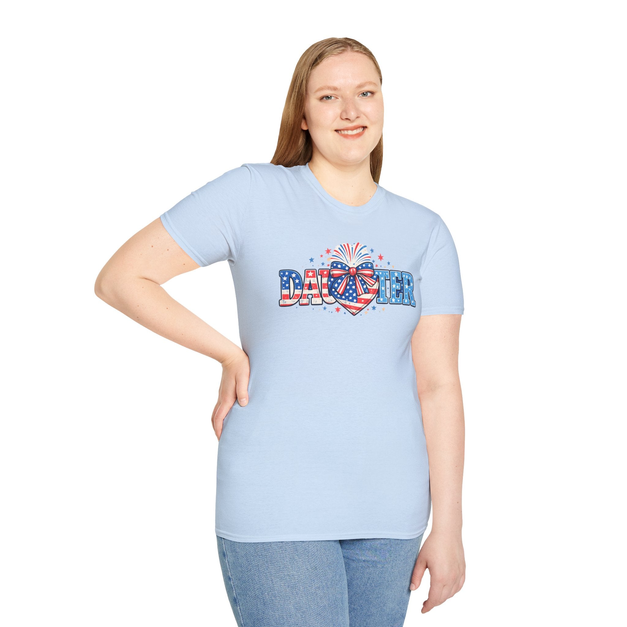 Daughter Patriotic Tee — USA Flag Heart Fireworks Design