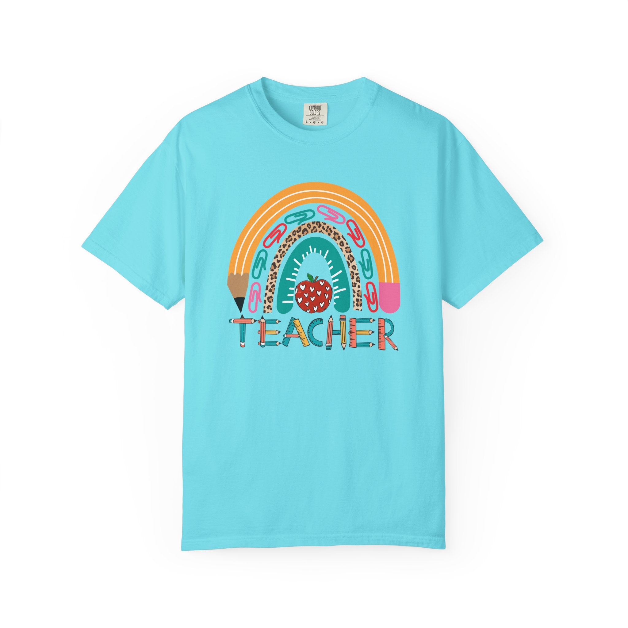 Teacher Rainbow T-Shirt — Cute Apple & Pencil Back-to-School Tee