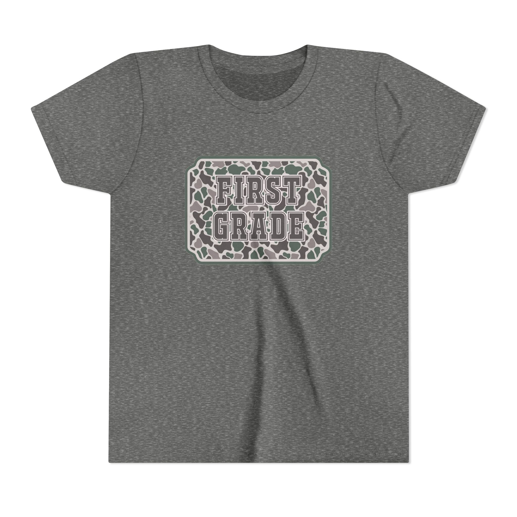 First Grade Tee — Camo Pattern Kids Back to School Shirt