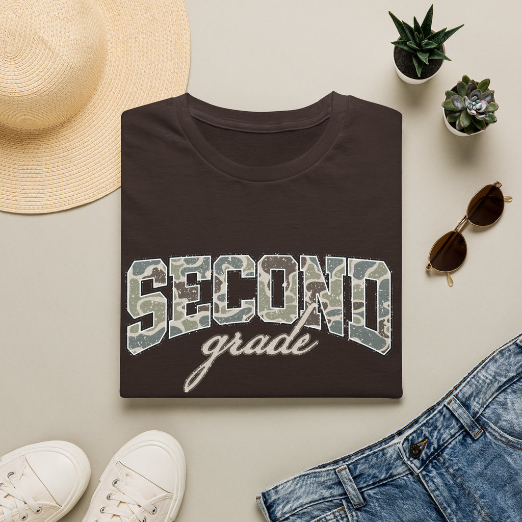 Second Grade Camo T-Shirt — "Second Grade" School Teacher Gift