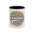 Teacher Leopard Print Accent Coffee Mug – Retro Script Teacher Gift (11/15oz)