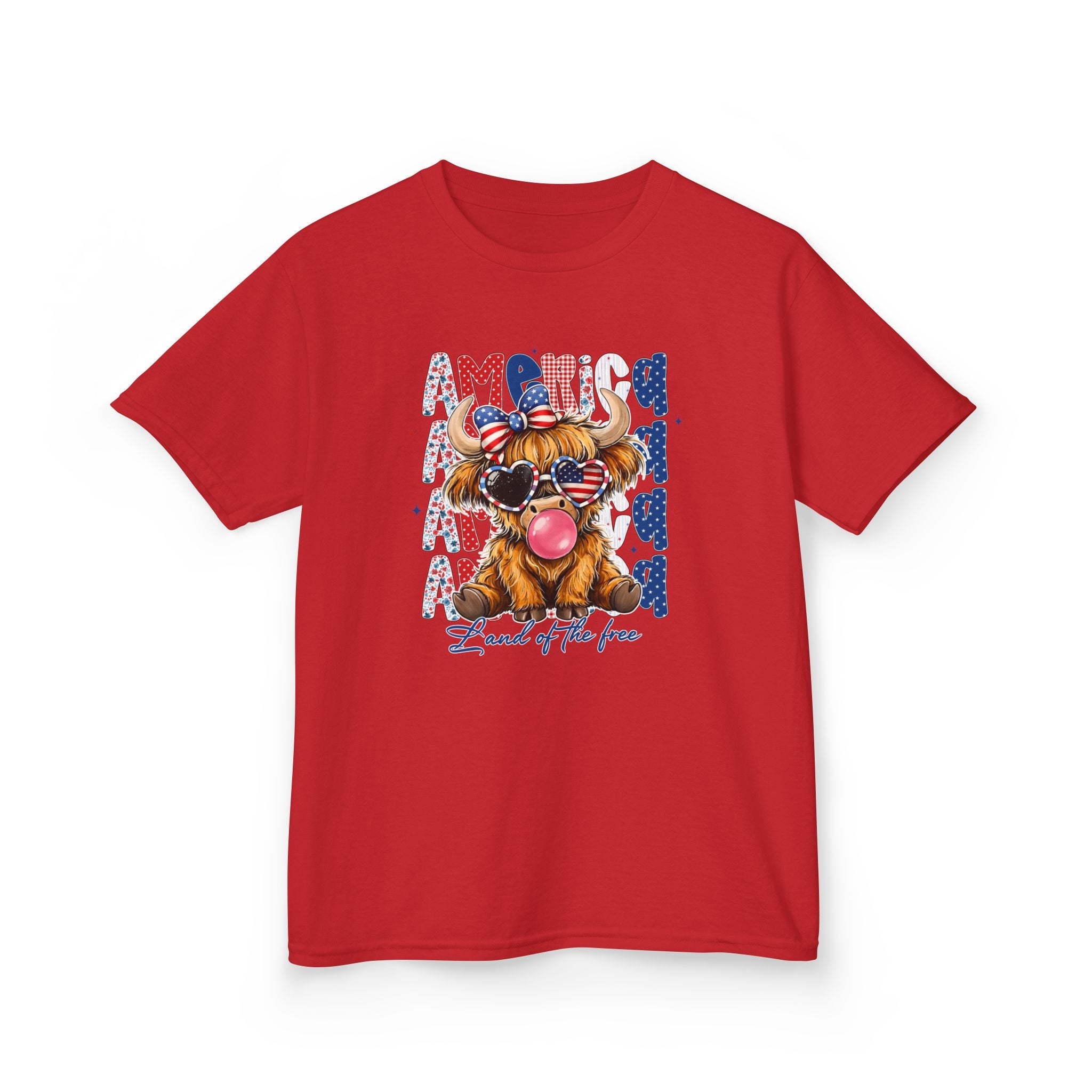 Kids Tee — Patriotic Bulldog "Land of the Free" Fourth of July Shirt