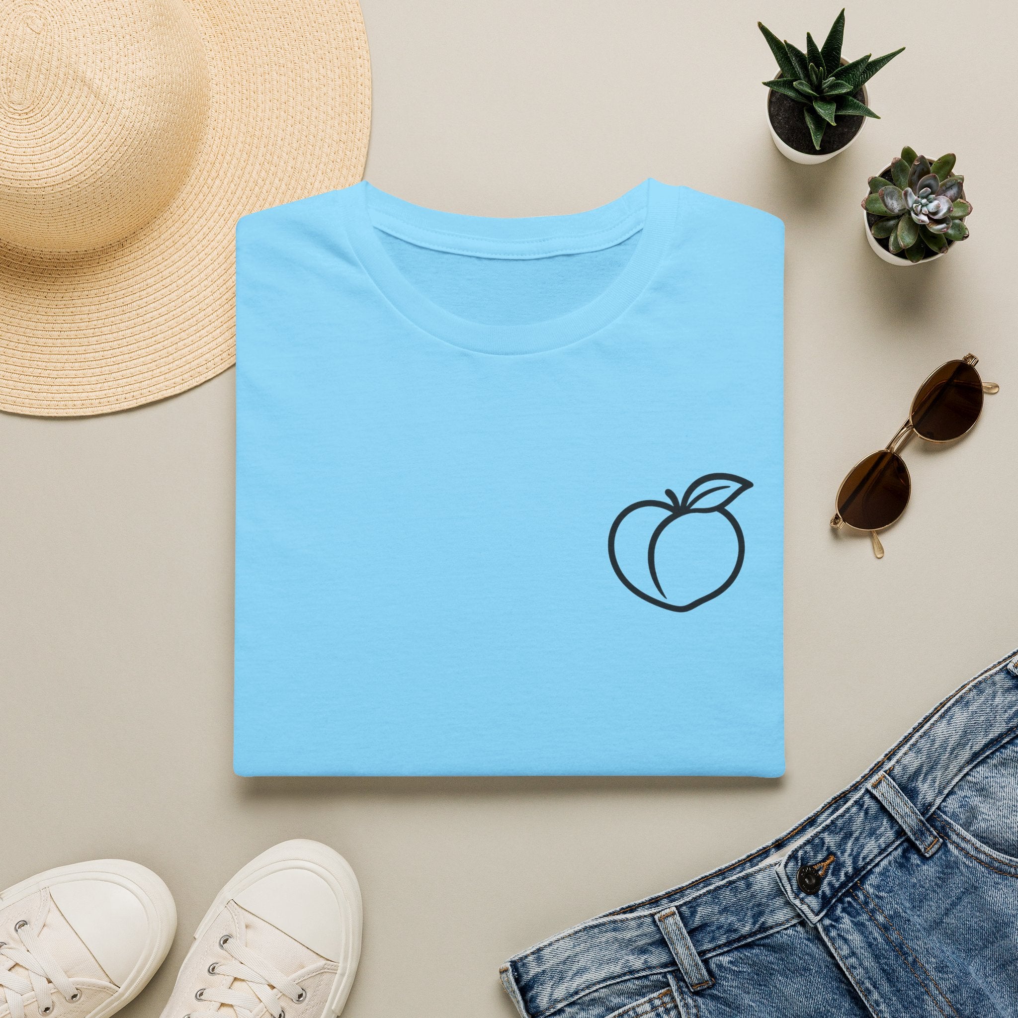 Peach Outline T‑Shirt — Minimal Fruit Graphic Tee