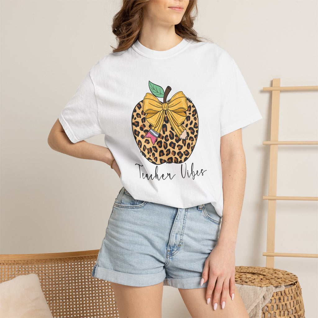 Teacher Vibes Leopard Pumpkin T-Shirt - Cute Fall Teacher Gift