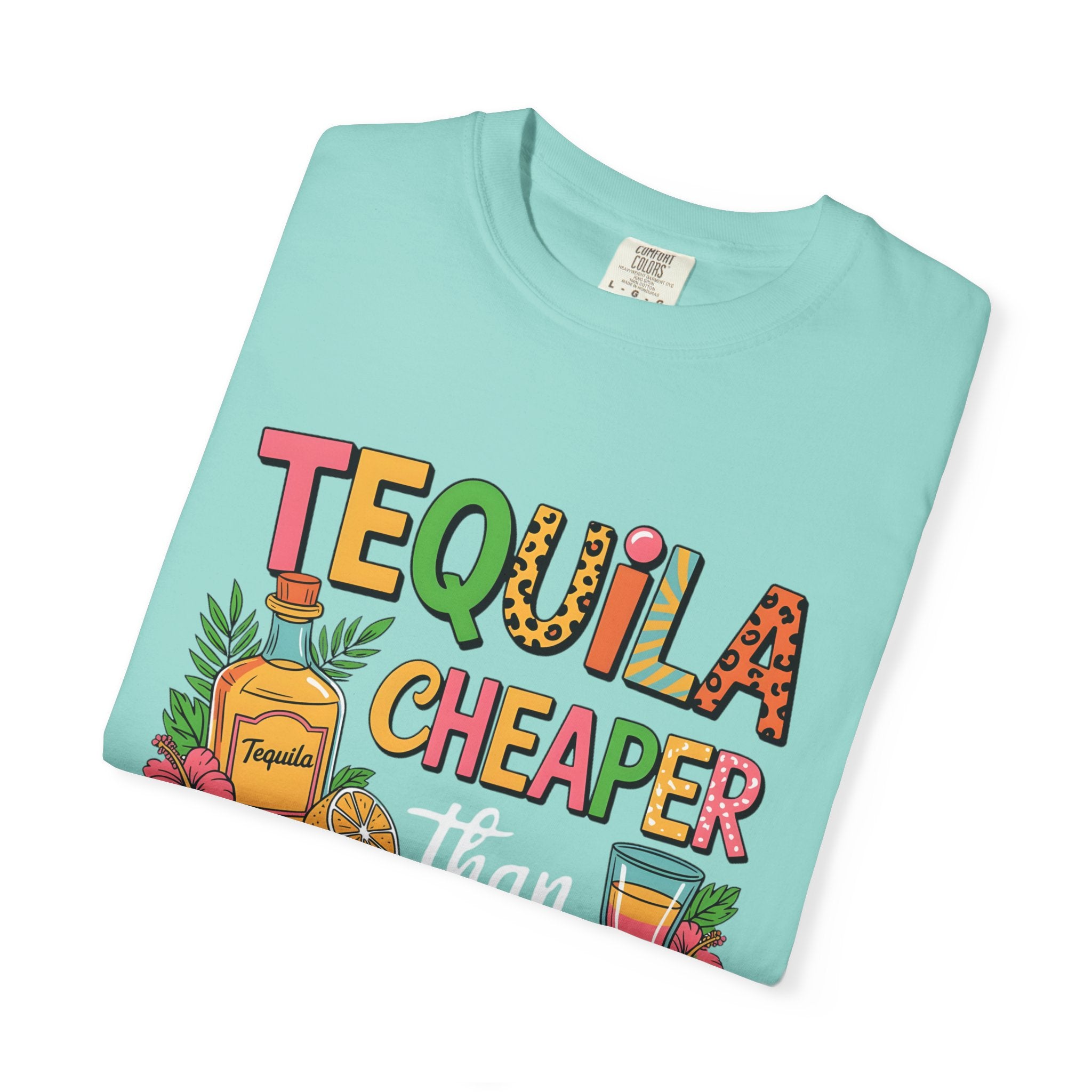 Tequila Cheaper Than Therapy T-shirt | Funny Margarita Cocktail Graphic
