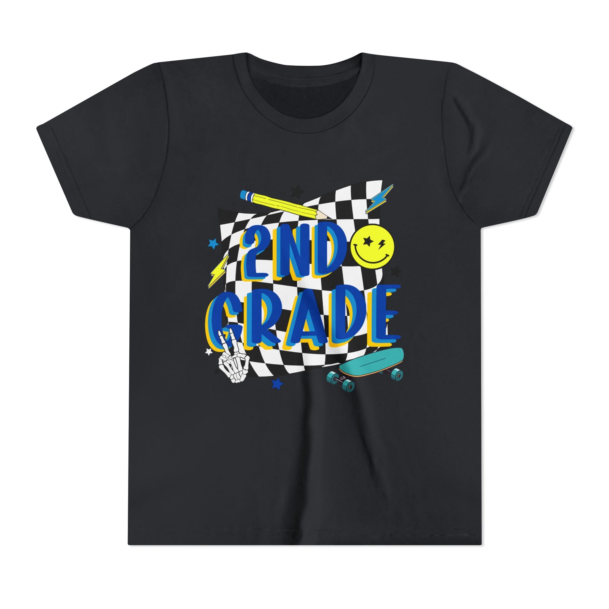 2nd Grade Kids T‑Shirt — Colorful Back-to-School Skateboard Design