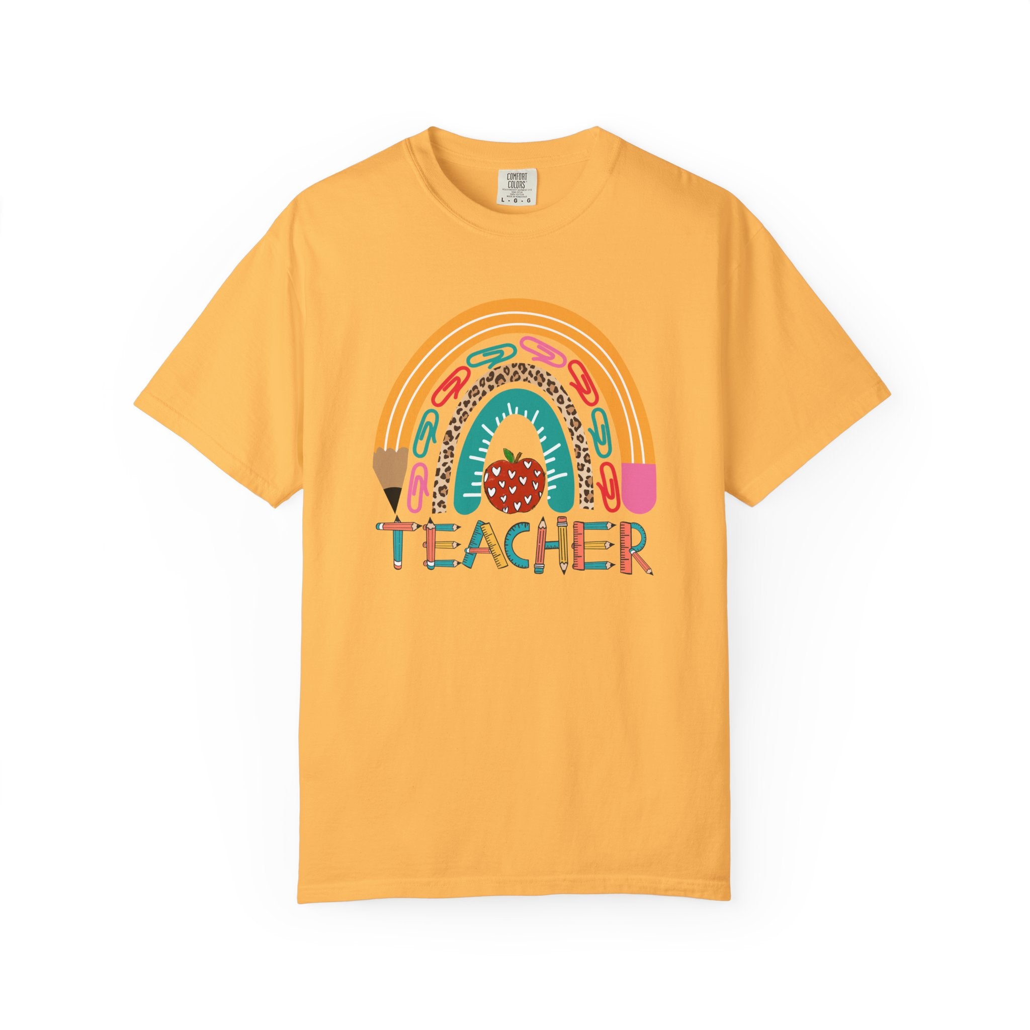 Teacher Rainbow T-Shirt — Cute Apple & Pencil Back-to-School Tee