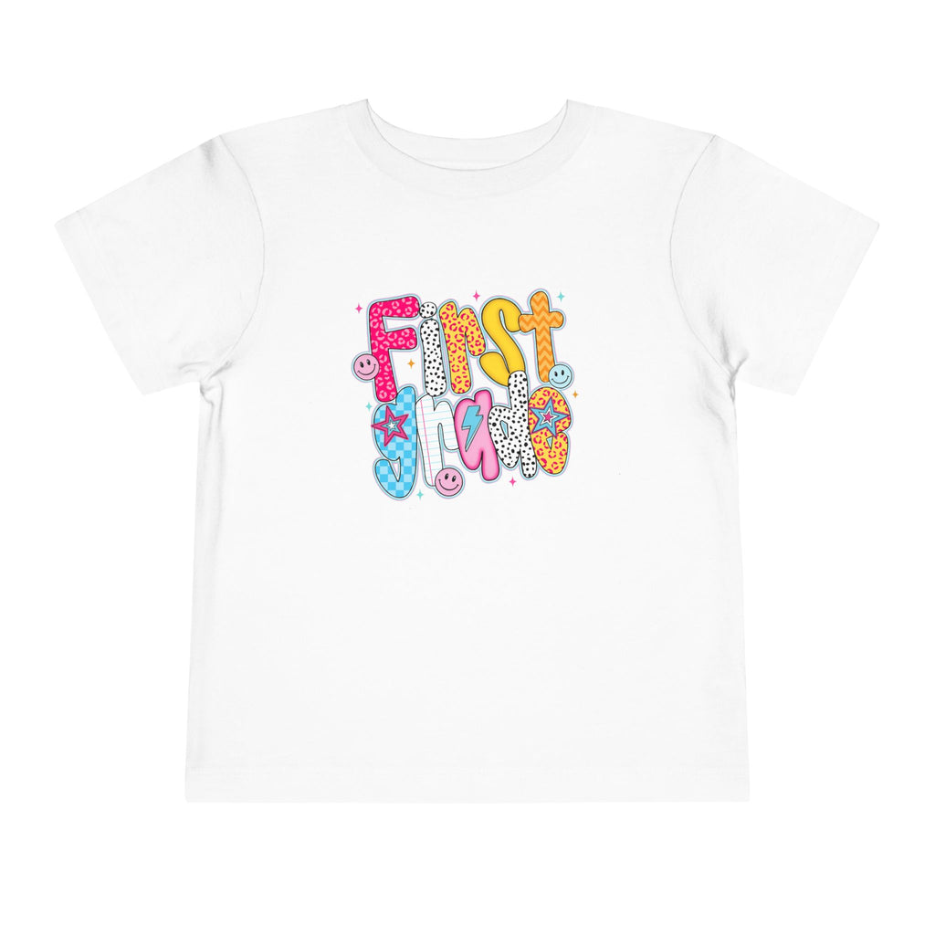 Toddler Tee - Colorful "First Grade" Graphic Baby Shirt