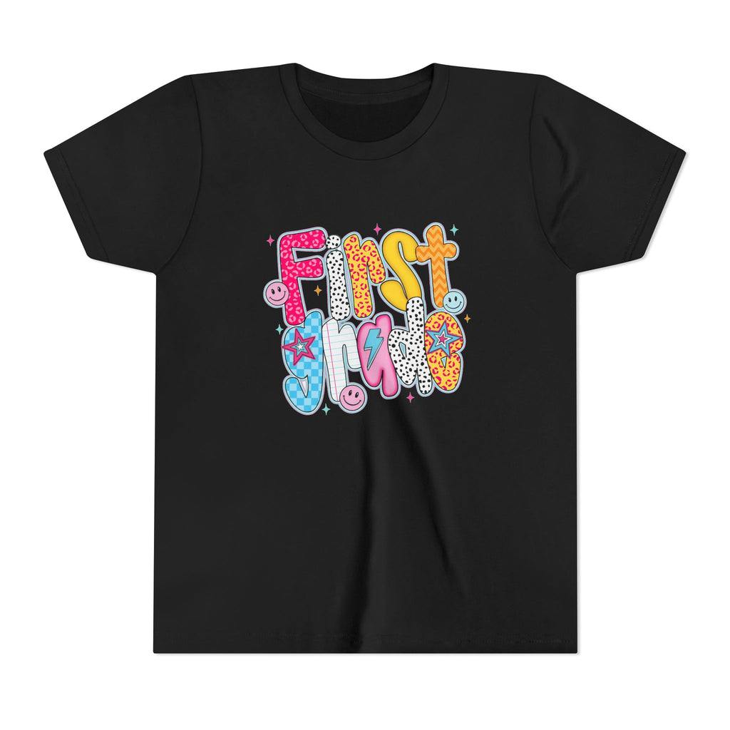 First Grade Youth Tee — Colorful Back-to-School Graphic Shirt