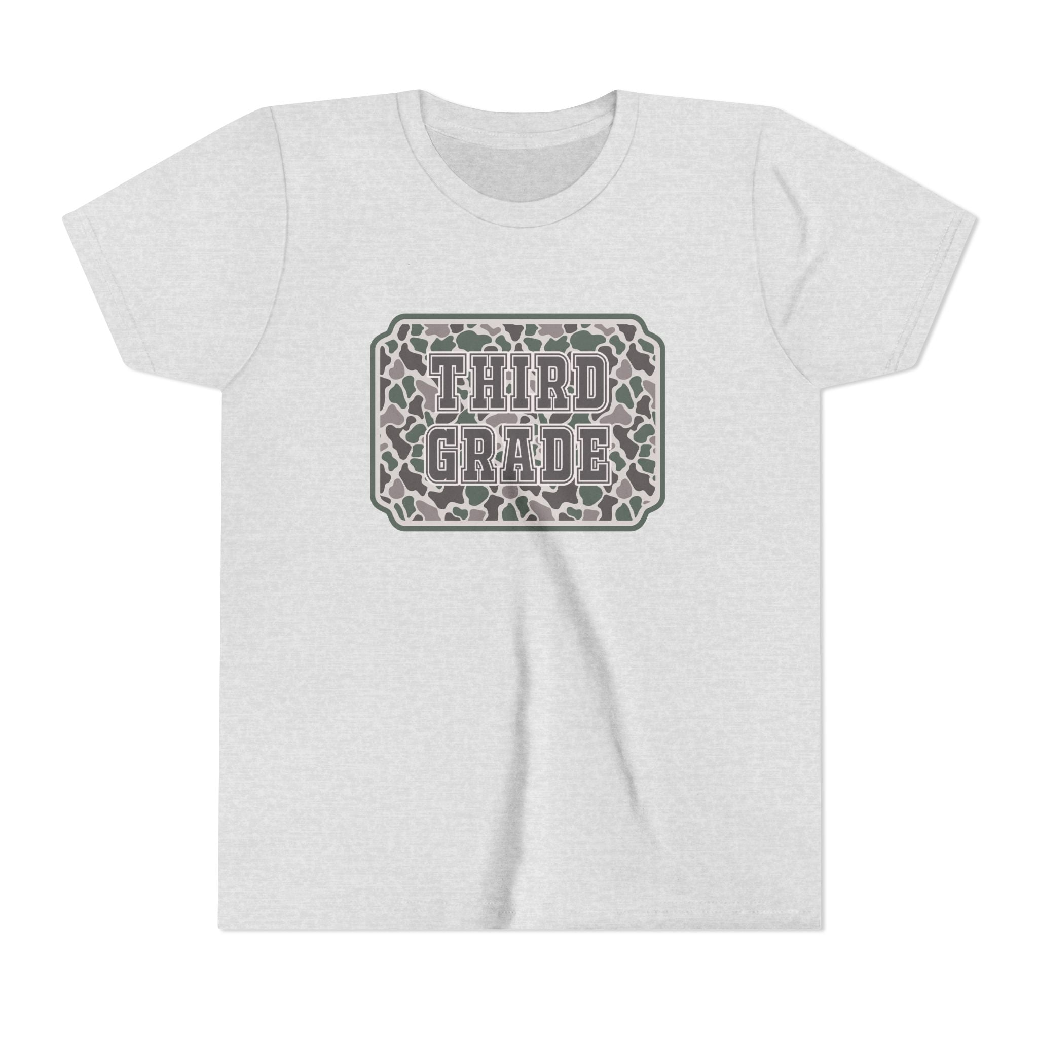 Third Grade Camo Youth Tee — Back to School Shirt for Kids