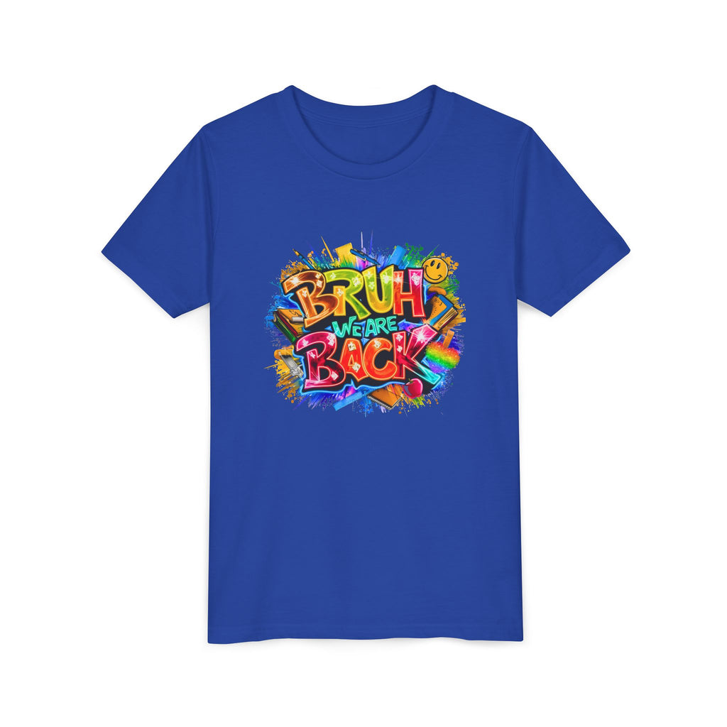 Youth Tee — Colorful "Bruh We Are Back" Graffiti Graphic Shirt