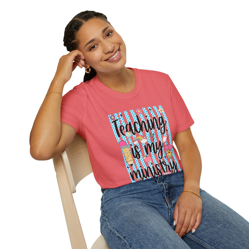 T-Shirt — "Teaching Is My Ministry" Cute Teacher Graphic Tee