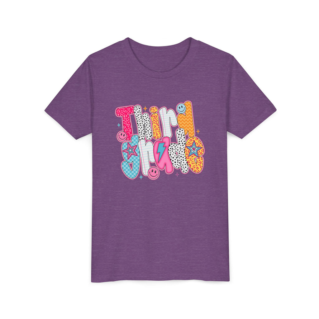 Third Grade — Colorful 'Think Big' Retro Graphic Shirt for Kids