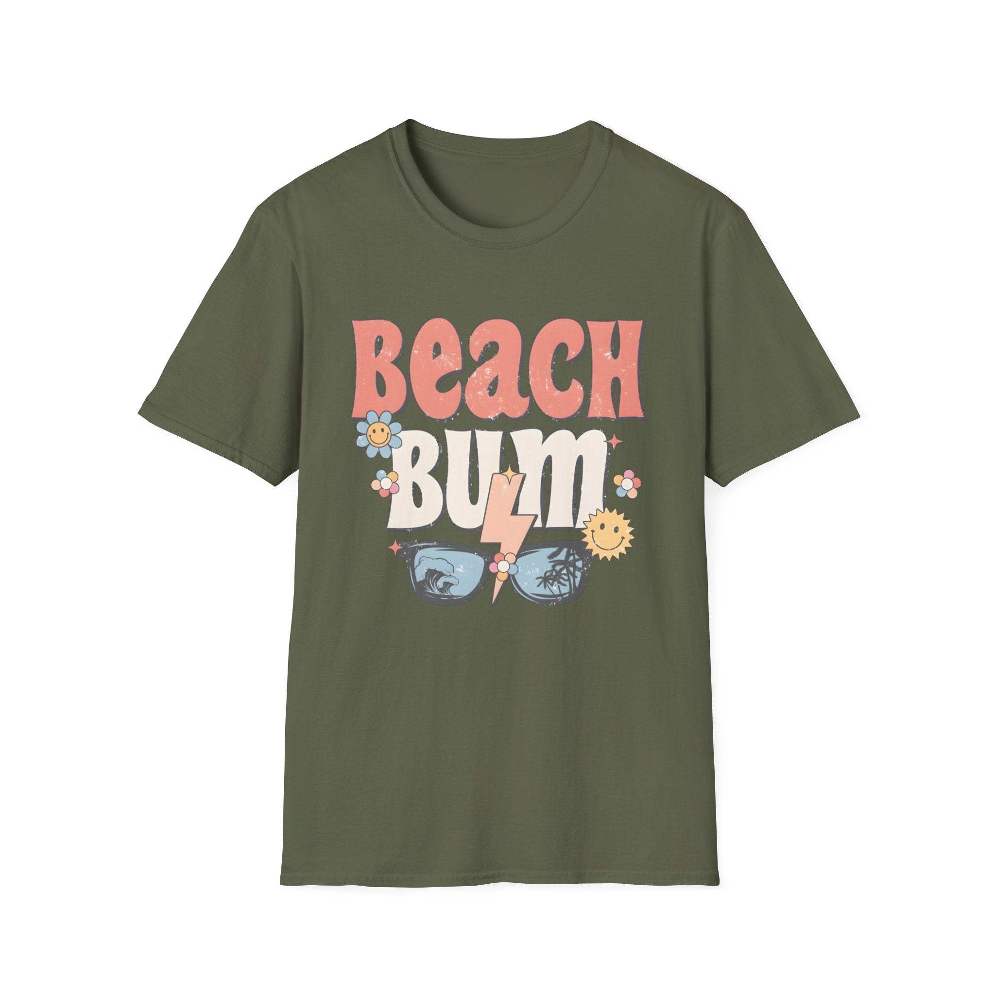 Beach Bum T-Shirt — Retro Floral Surf Vibes Tee