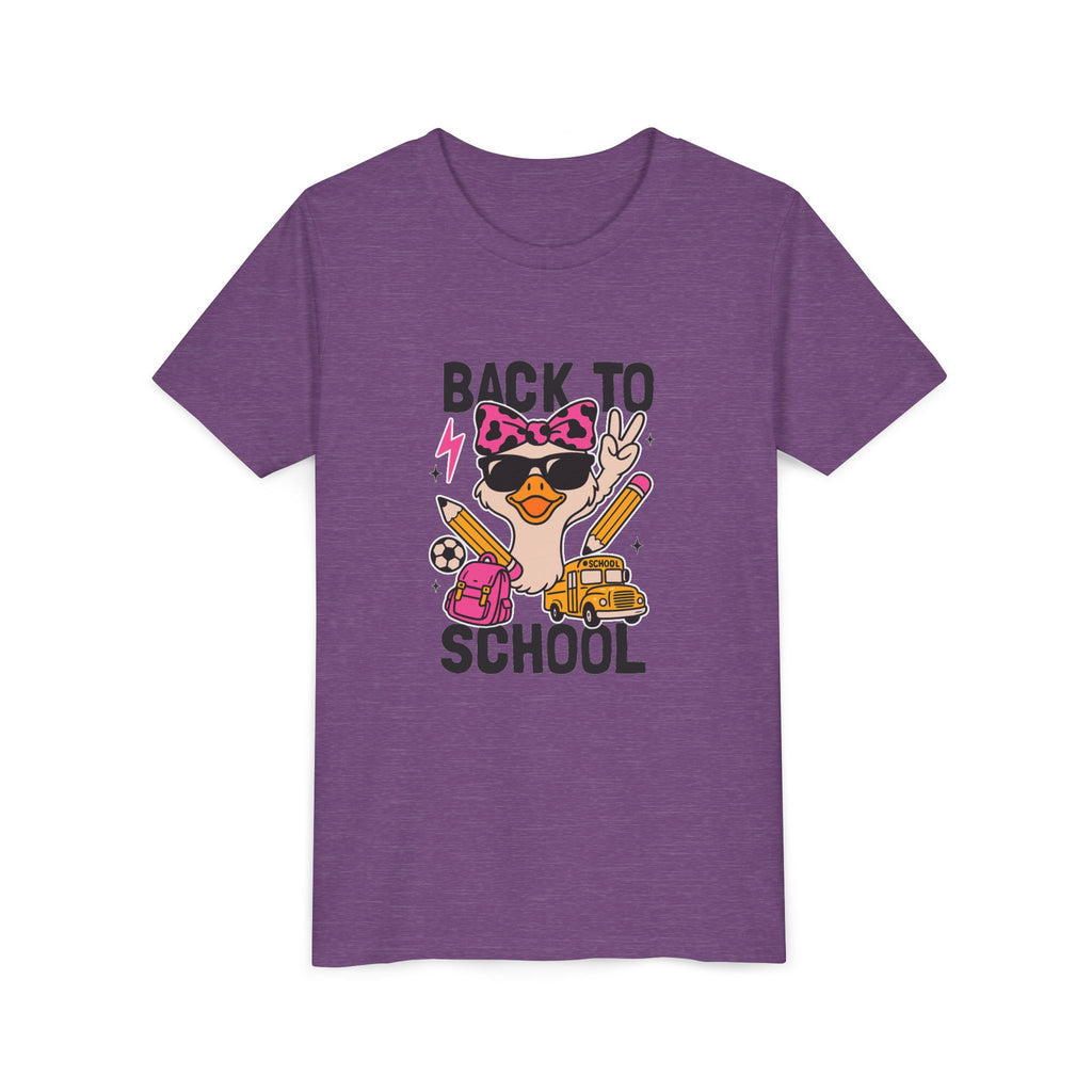 Back to School Kids Tee — Cute Duck with Backpack & School Supplies
