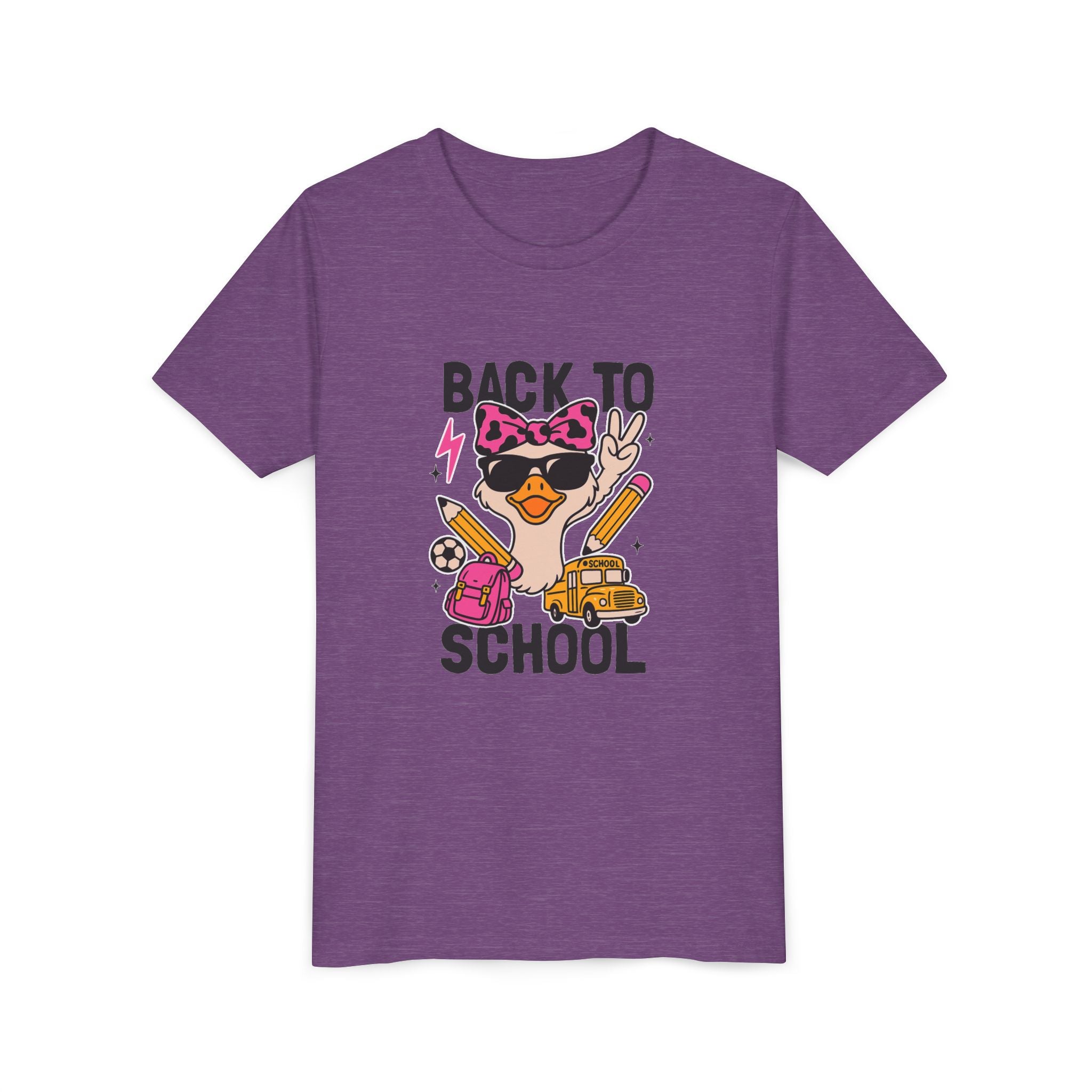 Back to School Kids Tee — Cute Duck with Backpack & School Supplies