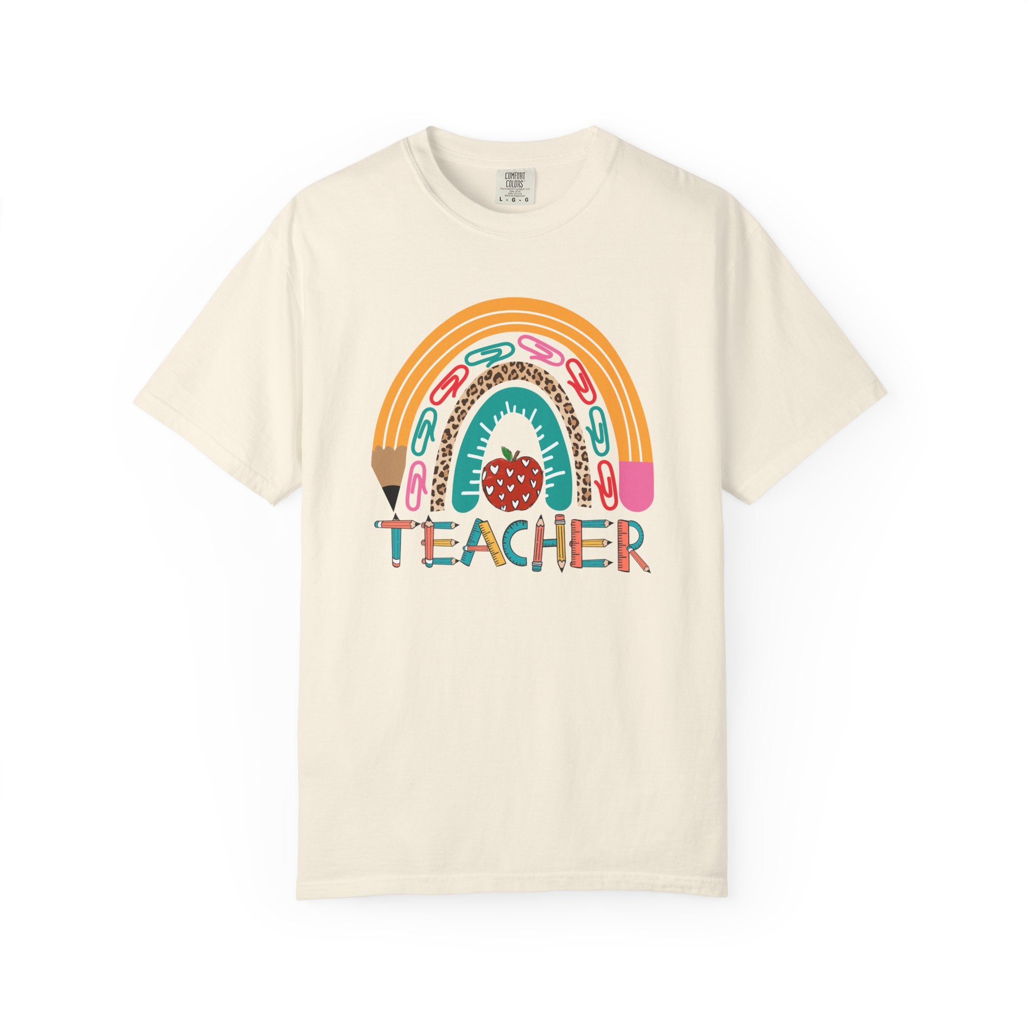 Teacher Rainbow T-Shirt — Cute Apple & Pencil Back-to-School Tee