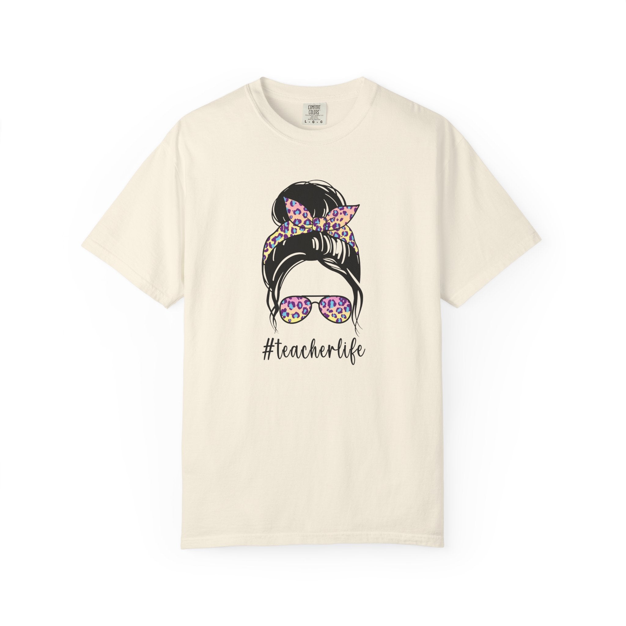 Teacher Life Floral Messy Bun T-Shirt