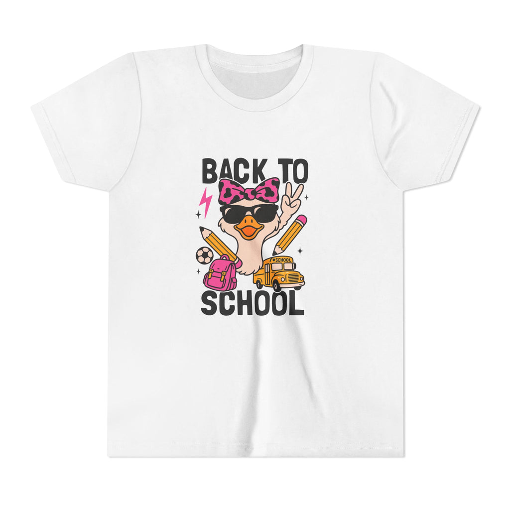 Back to School Kids Tee — Cute Duck with Backpack & School Supplies