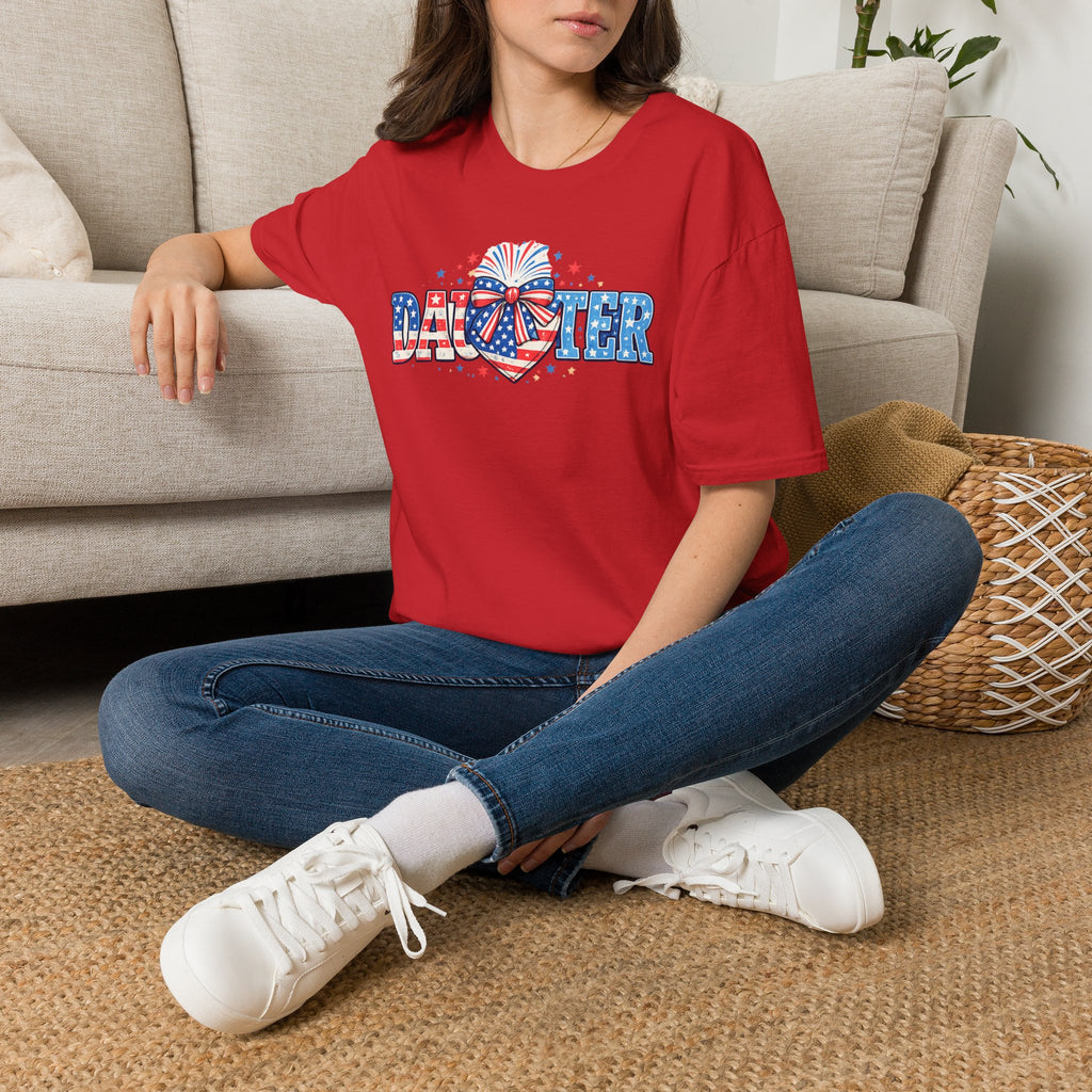 Daughter Patriotic Tee — USA Flag Heart Fireworks Design