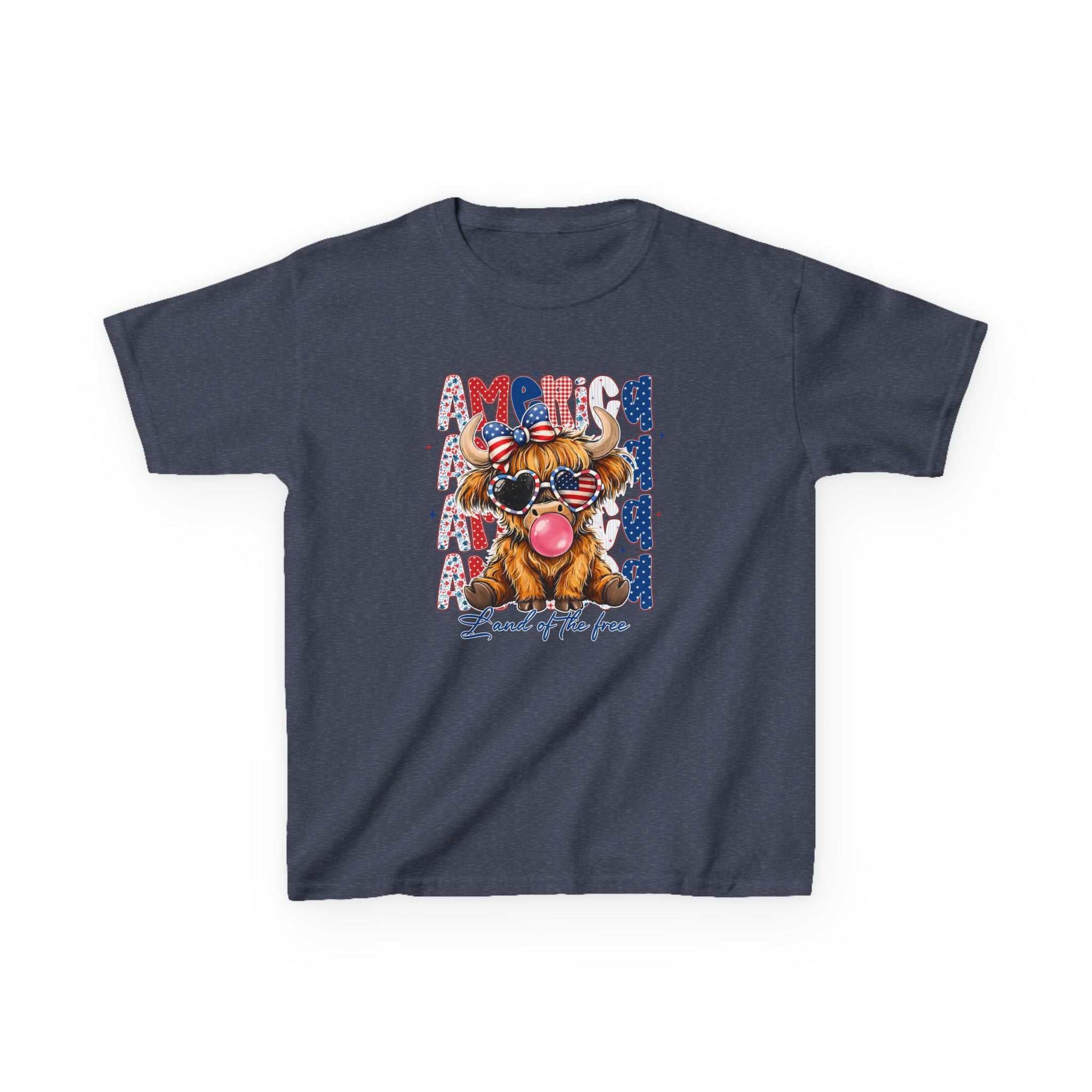 Kids Tee — Patriotic Bulldog "Land of the Free" Fourth of July Shirt