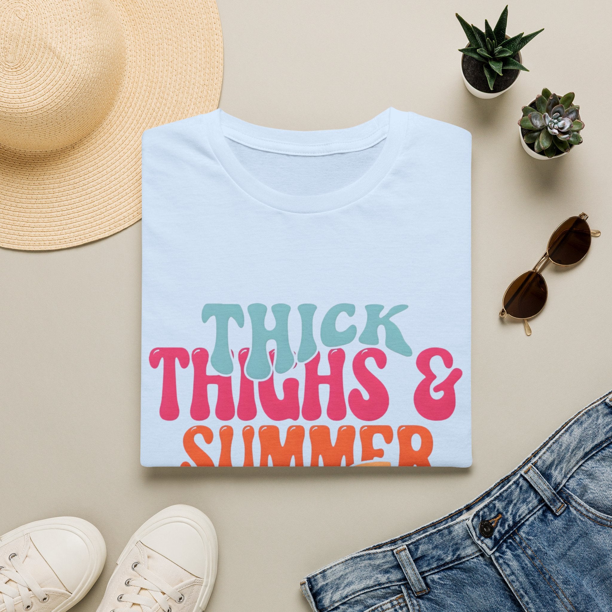 T-Shirt — Thick Thighs & Summer Vibes Retro Graphic Tee