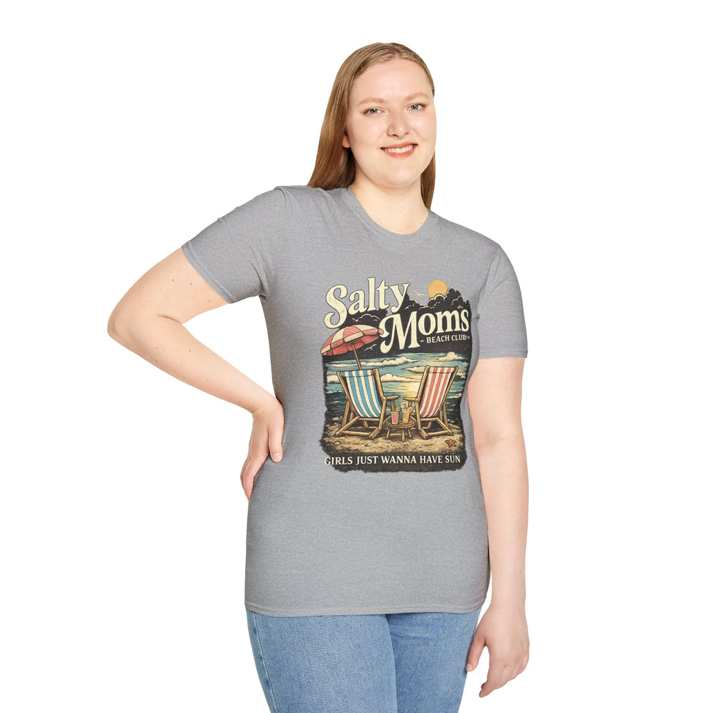 Salty Moms Beach Club T-Shirt — Vintage Coastal Mom Tee