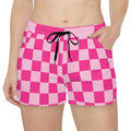 Pink Checkerboard Women's Casual Shorts