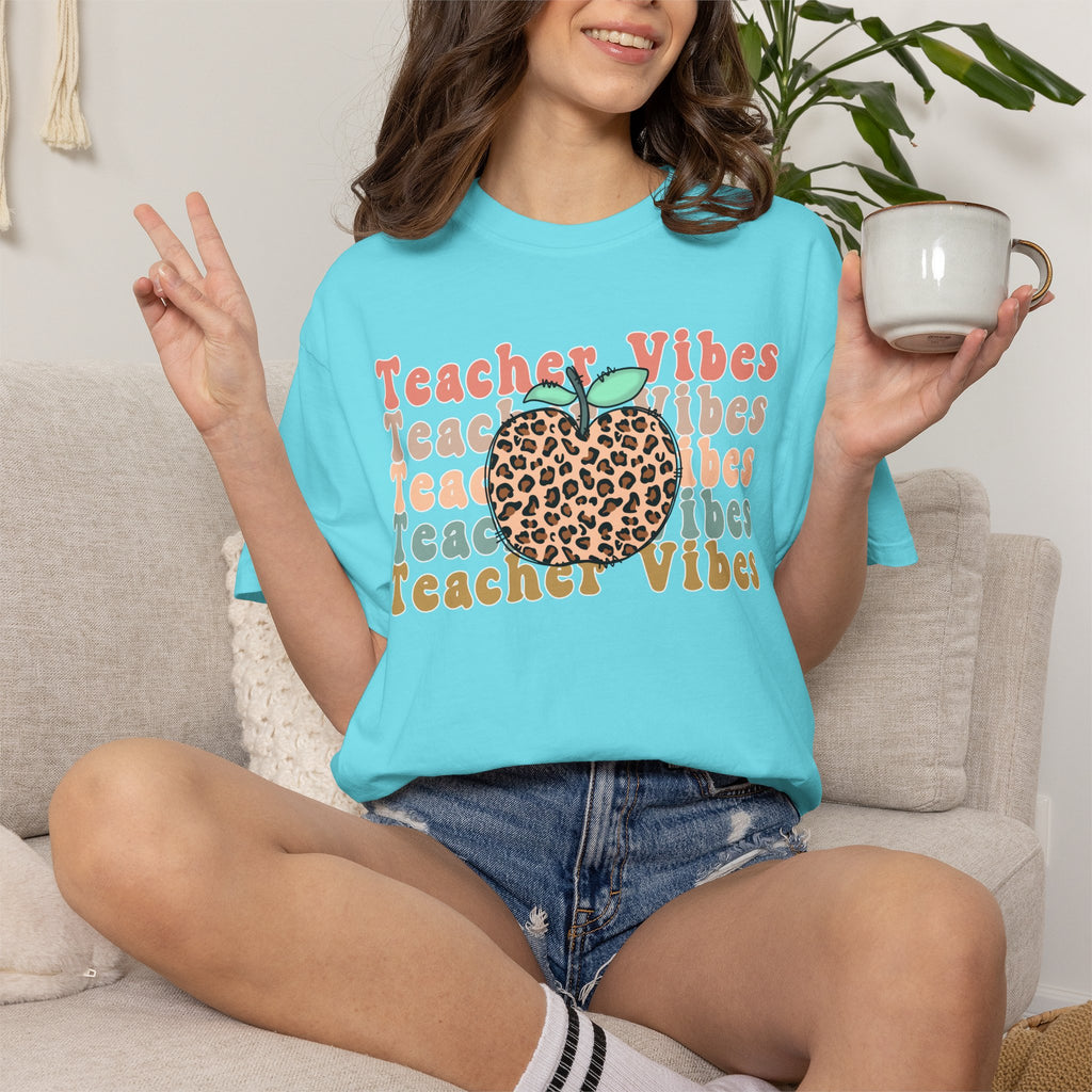 Teacher Vibes Leopard Apple T-Shirt