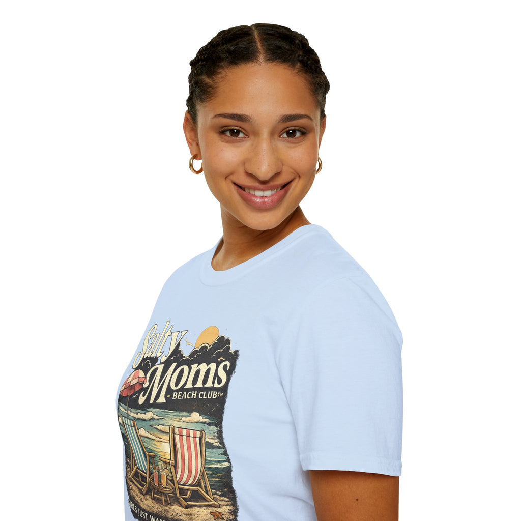 Salty Moms Beach Club T-Shirt — Vintage Coastal Mom Tee