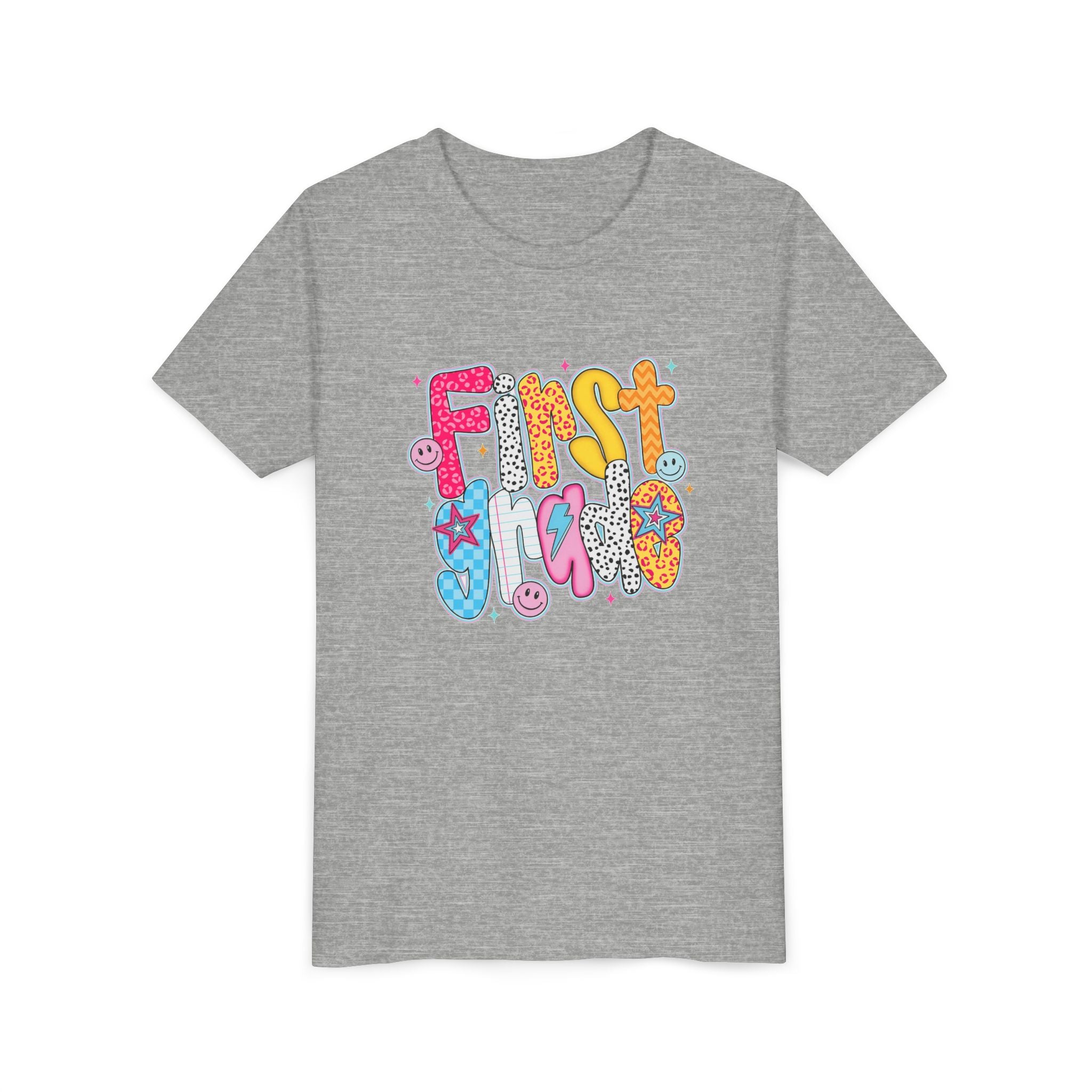 First Grade Youth Tee — Colorful Back-to-School Graphic Shirt